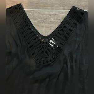 🖤 Kona Sol Black Swim Cover-Up – Size XL – Crochet Detail